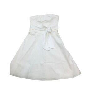 White Strapless‎ Dress with Bow Party Cocktail Wedding Guest
